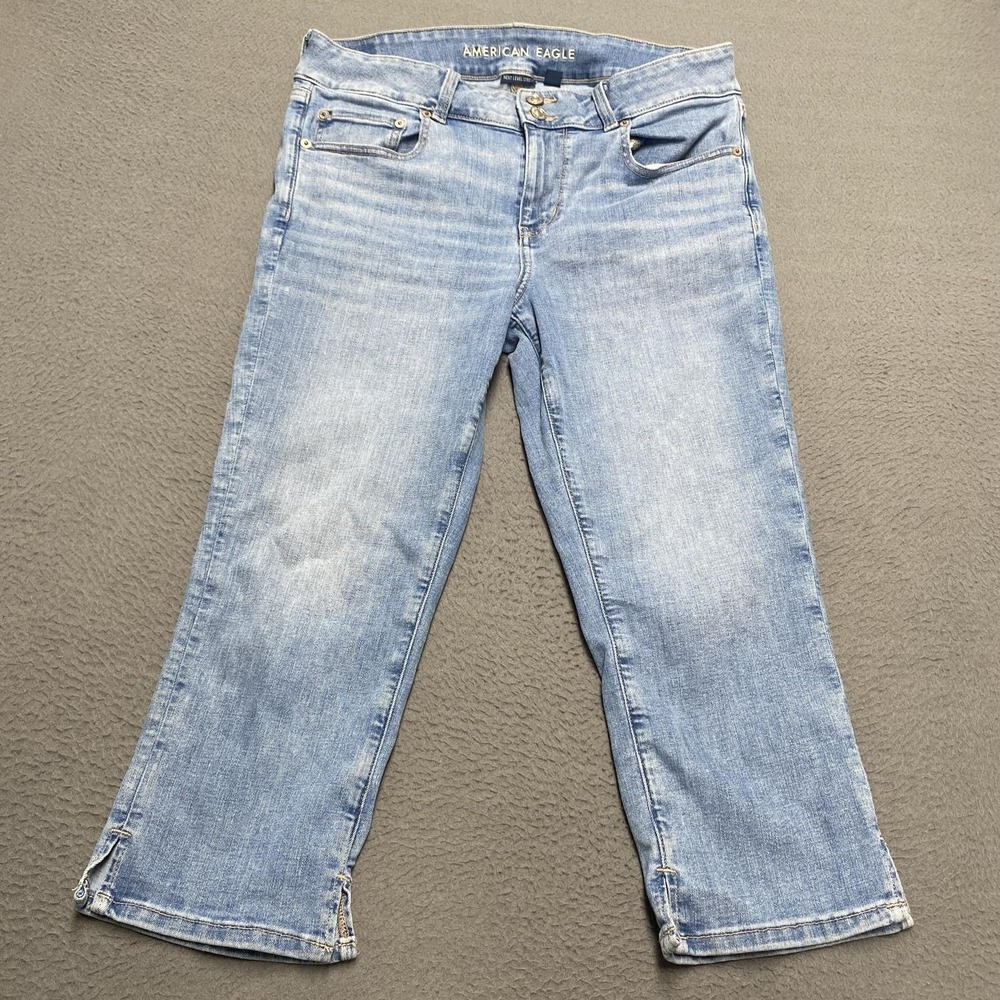 American Eagle Jeans Womens 12 Short Light Wash Artist Crop Next Level Stretch - Picture 2 of 11